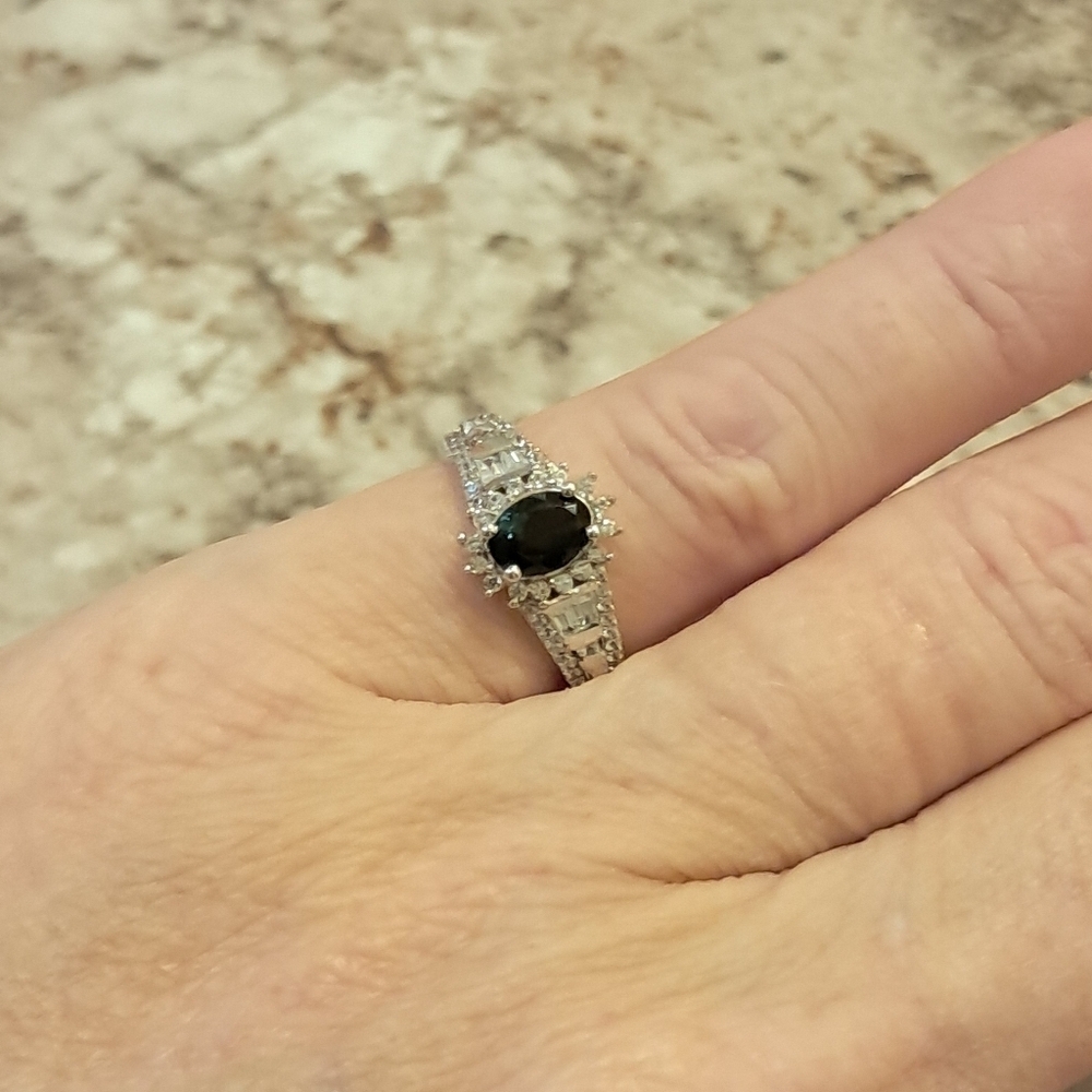 AAA Monte Belo Indicolite and White Zircon Starburst Halo Ring - Picture 5 of 8